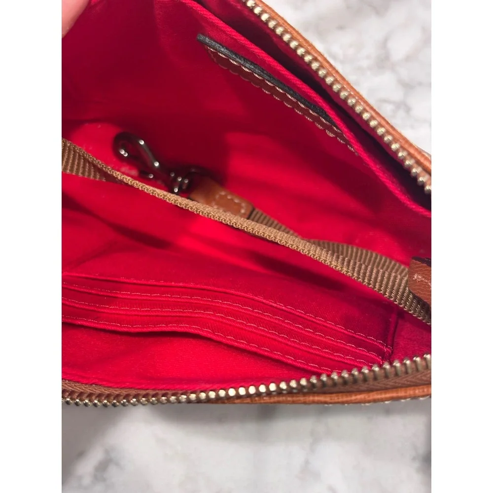 Dooney‎ & Bourke Saffiano Leather Baguette Shoulder Bag Brown Caramel Small